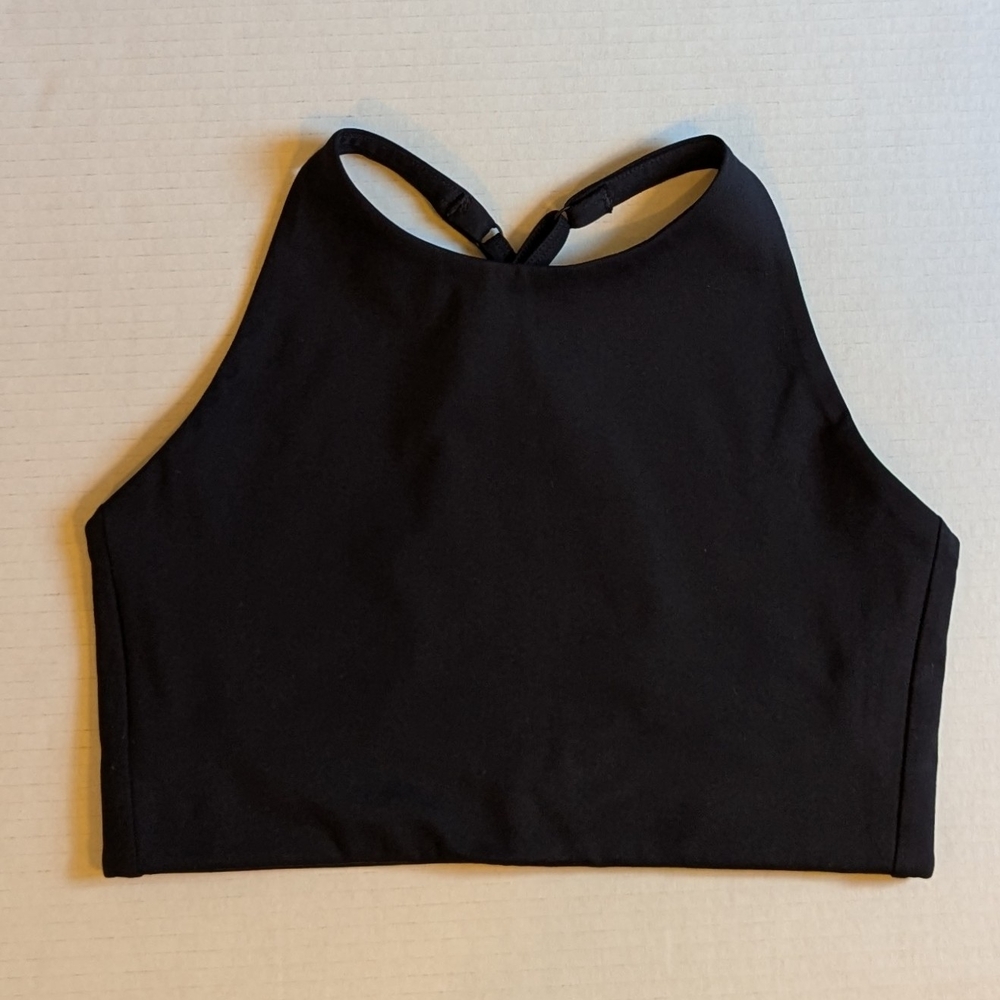 Girlfriend Collective 1001 Topanga Black Crossback Crop Top/ Sports Bra S
